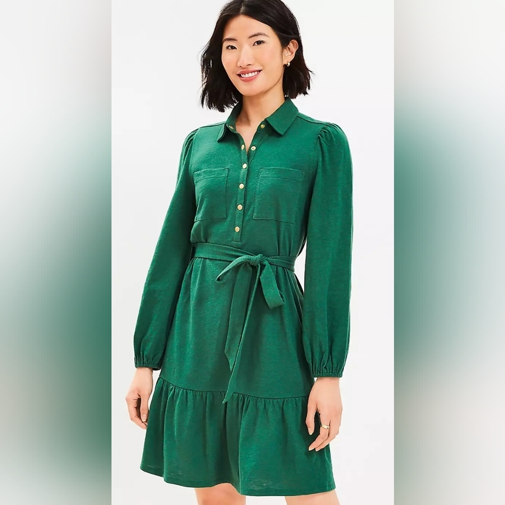 Elegant Green Loft Shirt Dress